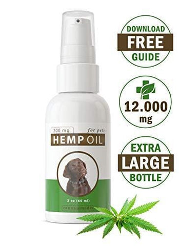 Canna Medis Premium Hemp Oil for Dogs with Anxiety, Cancer, Arthritis, Pain, Seizures, Inflammation. 2 oz, Concentrated Cannabis Extract, 200 mg Per Dose, for Up to 2 Months, 100% Pure, Fast Results.