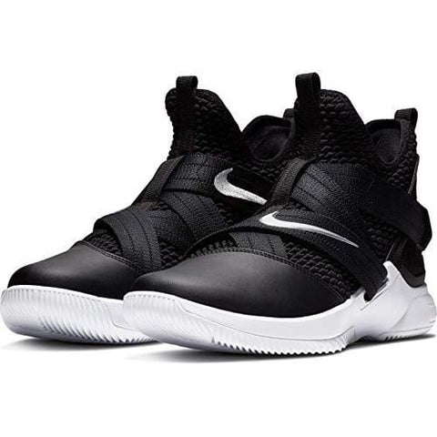 Nike Mens Lebron Soldier XII Basketball Shoe (11 M US, Black/Metallic Silver/White)