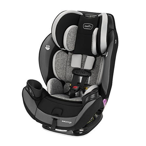 Evenflo EveryStage DLX All-in-One Car Seat, Kids’ Rear-Facing Seat, Convertible & Booster Seat, Grows with Child Up to 120 lbs, Angled for Comfort & Safety, 3-Times-Tighter Installation, Canyons Gray