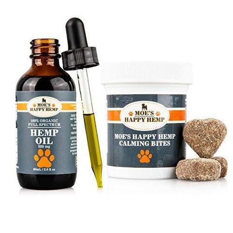 Organic Hemp Oil for Dogs with Calming Treats: Dog Anxiety Relief and Calm Aid for Hyperactive or Aggressive Pets - Daily Supplement to Support Joints, Healthy Skin and Coat - 2 Ounce Dropper Bottle