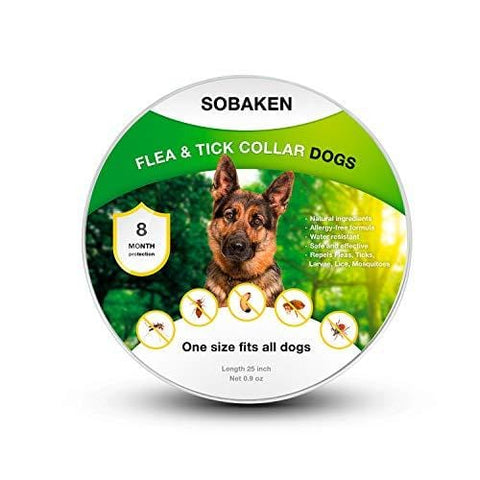 SOBAKEN Flea and Tick Prevention for Dogs, Natural Flea and Tick Collar for Dogs, One Size Fits All, 25 inch, 8 Month Protection, Charity