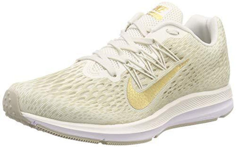 Nike Women's Air Zoom Winflo 5 Running Shoe, Phantom/Metallic Gold-String-White, 9.5