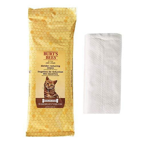 Burt's Bees For Cats Natural Dander Reducing Wipes | Kitten and Cat Wipes For Grooming, 50 Count