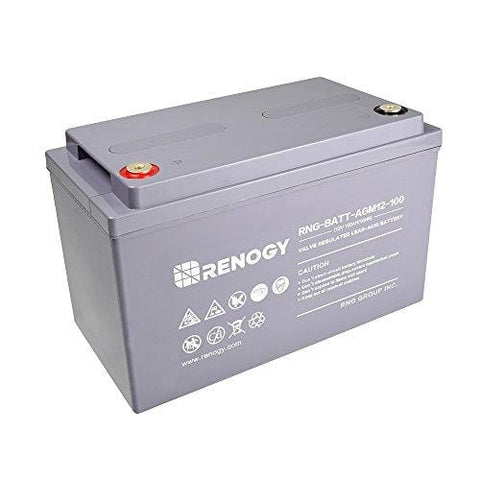 Renogy Deep Cycle AGM Battery 12 Volt 100Ah for RV, Solar Marine and Off-grid Applications