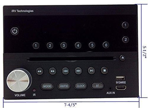 iRV Technology IRV31 Am/FM/CD/DVD Rv Radio Stereo 2 Zones Wallmount Receiver 2.1 Channels Surround, 5"