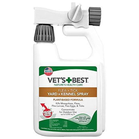 Vet's Best Flea and Tick Yard and Kennel Spray | Yard Treatment Spray Kills Mosquitoes, Fleas, and Ticks with Certified Natural Oils | Plant Safe with Ready-to-Use Hose Attachment | 32 Ounces