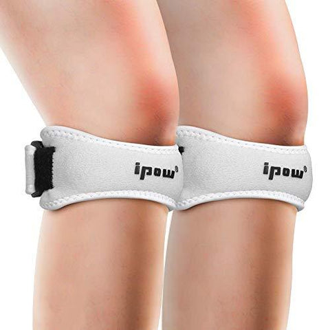 IPOW 2 Pack Knee Pain Relief & Patella Stabilizer Knee Strap Brace Support for Hiking, Soccer, Basketball, Running, Jumpers Knee, Tennis, Tendonitis, Volleyball & Squats, White [product _type] IPOW - Ultra Pickleball - The Pickleball Paddle MegaStore