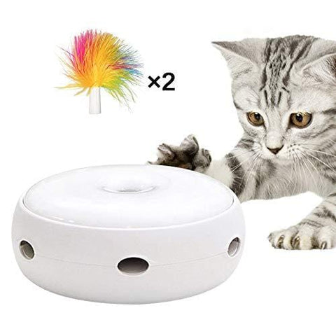 Interactive Cat Feather Toys, Automatic Electric Catching Mouse Toy Adjustable Toy Interactive Toy for Cat or Kitten (Toy 1)