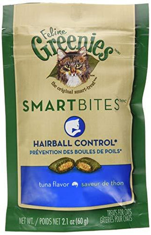 FELINE GREENIES SMARTBITES Hairball Control Natural Treats for Cats Tuna Flavor 2.1 oz.