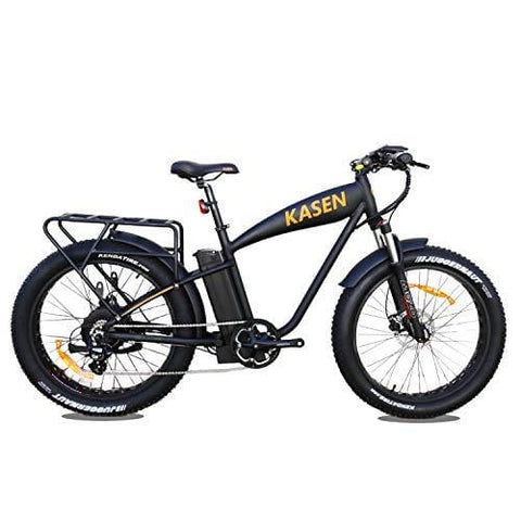 kasen Premium Electric Bicycle K-6.0 1000W High Power Electric Bike Rear Drive 14.5Ah Lithium Battery Electric Cruiser E-Bike 26” Fat Tire Ebike Front Fork Suspension Mountain Beach Snow Pedal Assist