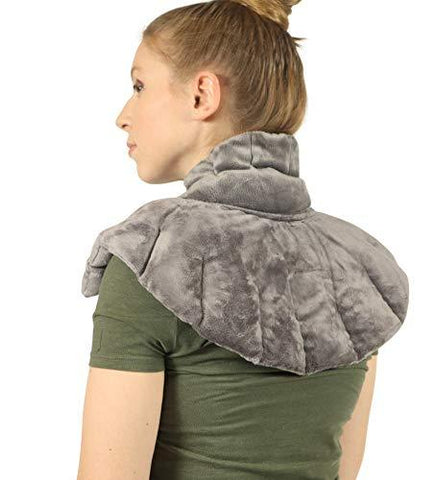 Heated Microwaveable Neck and Shoulder Wrap - Herbal Hot/Cold Deep Penetrating Herbal Aromatherapy (Charcoal)