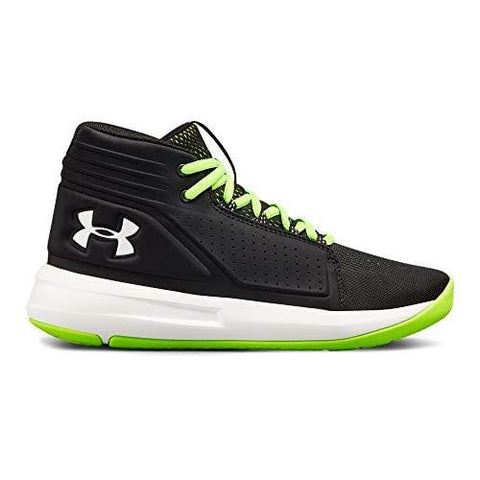 Under Armour Boys' Grade School Torch Mid Basketball Shoe, Black (001)/Hyper Green, 6