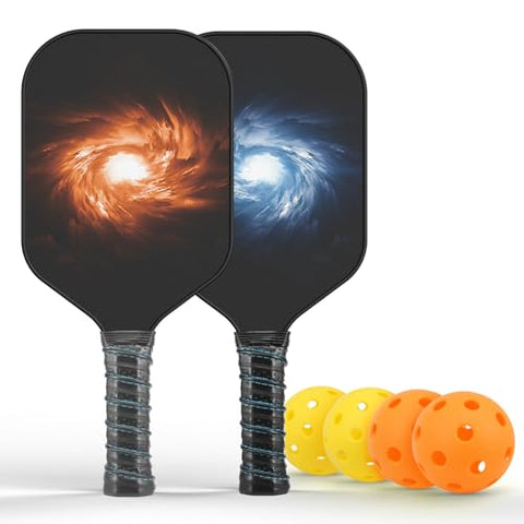 iovfit Pickleball Paddles, Set of 2, Fiberglass Surface Pickleball Set, 2 Pickleball Balls, Pickleball Bag, Pickle Ball Paddle for Men Women
