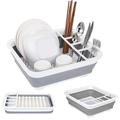 Collapsible Dish Drainer Portable Drying Rack Dinnerware Organizer Kitchen RV Campers Storage