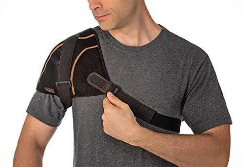 Copper Fit Unisex-Adult's Rapid Relief Shoulder Wrap with Hot/Cold Ice Pack, Black, One Size Fits All
