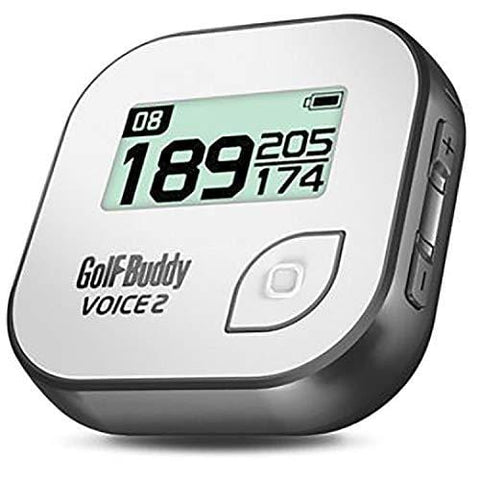Golf Buddy Voice 2 Talking GPS Range Finder Rechargeable Watch Clip-On, Grey