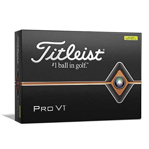 Titleist Pro V1 Golf Balls, Yellow, Standard Play Numbers (1-4), One Dozen