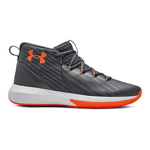 Under Armour Boys' Grade School Launch Basketball Shoe, Pitch Gray (102)/White, 6