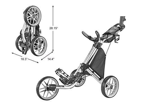 CaddyTek Caddylite EZ V8 - EZ-Fold 3 Wheel Golf Push Cart Version 8, Silver [product _type] CaddyTek - Ultra Pickleball - The Pickleball Paddle MegaStore