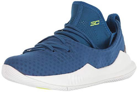 Under Armour Boys' Pre School Curry 5 Basketball Shoe, Moroccan Blue (401)/White, 1