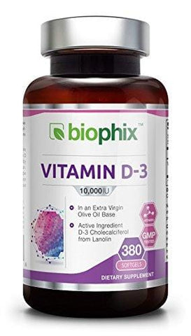 Vitamin D3 10000 IU 380 Softgels - High-Potency | Non-GMO | Soy-Free | In Extra Virgin Olive Oil | Strong Bones | Immune Health | Support for K-2