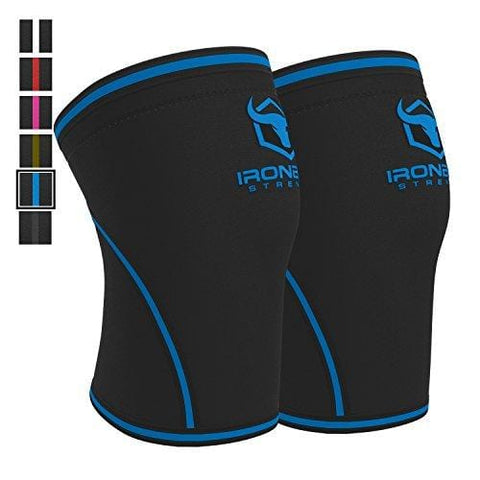 Knee Sleeves 7mm (1 Pair) - High Performance Knee Sleeve Support For Weight Lifting, Cross Training & Powerlifting - Best Knee Wraps & Straps Compression - For Men and Women (Black/Blue, X-Large)