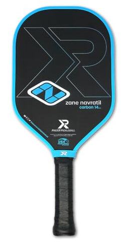 ProXR Zane Navratil Carbon Fiber Pickleball Paddle – Elongated Shape and Handle, Slim 14mm Design, Shock Foam Edge Guard, High Spin Raw Textured Surface, Midweight