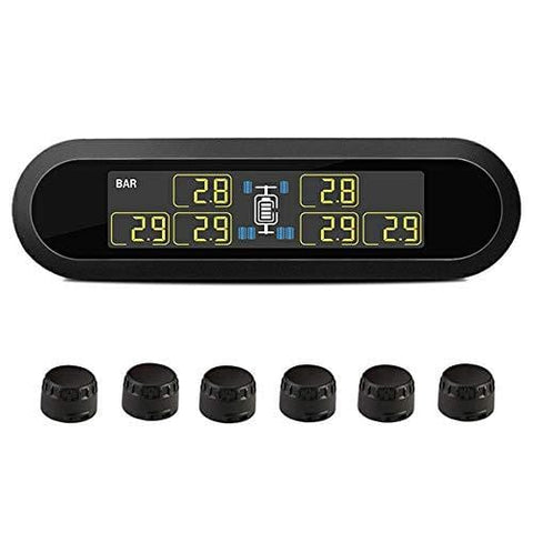 B-Qtech Wireless Solar Power TPMS Tire Pressure Monitoring System RV Truck TPMS with 6 Sensors for Car RV Accessories Truck Tow Trailers's Pressure and Temperature (RV TPMS)