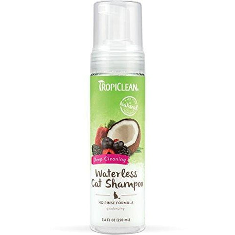 TropiClean Waterless Deep Cleaning Shampoo for Cats, 7.4oz, Made in USA