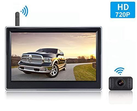 HD Digital Wireless Backup Camera System 5 Inch LCD Monitor for Trucks,Cars,SUVs,Pickups,Vans,Campers Front/Rear View Camera Super Night Vision Waterproof Easy Installation