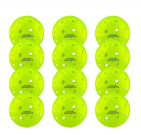 Vivid Sports Outdoor Pickleballs | 12 Pack | 6 Pack | USA Pickleball Approved & Sanctioned for Tournament Play, Pickleball Balls with Mesh Carry Bag