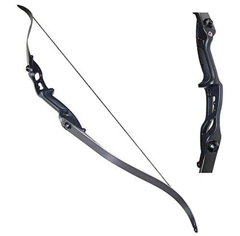 TOPARCHERY Archery 56" Takedown Hunting 50lbs Recurve Bow Metal Riser Right Hand Black Longbow