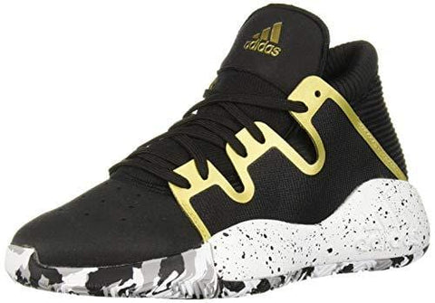 adidas Unisex Pro Vision Basketball Shoe, Black/White/Gold Metallic, 4 M US Big Kid