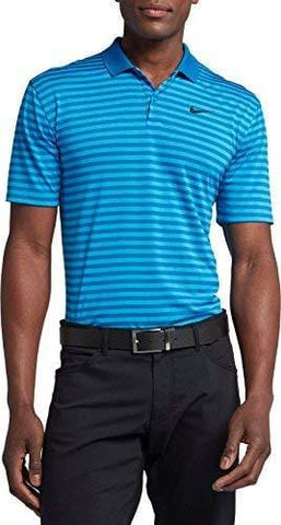 NIKE Dri Fit Victory Stripe LC Golf Polo Blue Nebula/Equator Blue/Black Medium