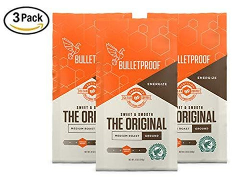 Bulletproof The Original Ground Coffee, Premium Medium Roast Organic Beans, 3-Pack