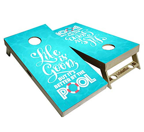 BackYardGamesUSA Tropical Series - Premium Cornhole Boards w Cupholders and a Handle - Includes 2 Regulation 4' x 2' Cornhole Boards w Premium Birch Plywood and 8 Cornhole Bags (Tropical 1588)