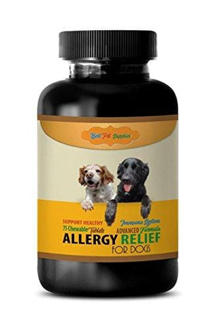 BEST PET SUPPLIES LLC Dog itching Skin Relief Supplements - Advanced Allergy Relief - for Dogs ONLY - Healthy Immune Response - CHEWABLE - quercetin for Dogs - 75 Chews (1 Bottle)