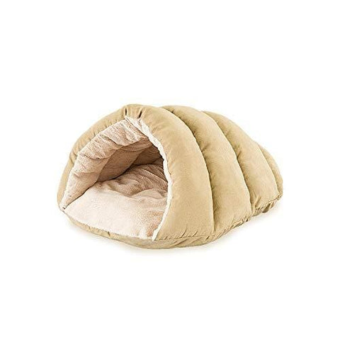 Ethical Pets Sleep Zone Faux Suede Cuddle Cave Dog Bed - Fabric Bottom - 22X17 Inches/Tan/Attractive, Durable, Comfortable, Washable