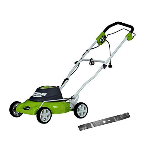 Greenworks 18-Inch 12 Amp Corded Electric Lawn Mower with Extra Blade 25012