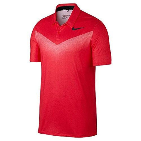 NIKE Dry Fit Chevron Print Golf Polo 2017 Siren Red/White/Black Large