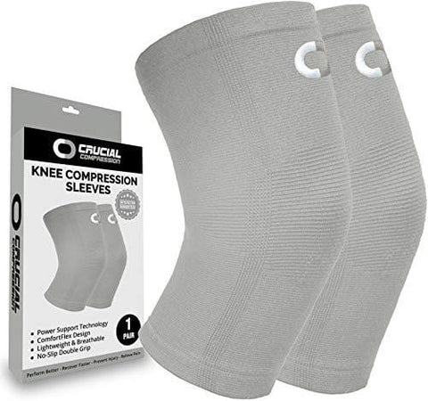 Knee Brace Compression Sleeve (1 Pair) - Best Knee Support Braces for Meniscus Tear, Arthritis, Joint Pain Relief, Injury Recovery, ACL, MCL, Running, Workout, Basketball, Sports, Men and Women