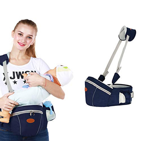 Baby Hip Seat Carrier Waist Stool – SKYROKU Baby Carrier for Child Infant Toddler with Adjustable Back Strain Relief Strap Safety Certified (Navy Blue)