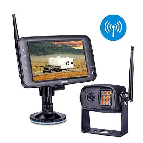 Wireless Backup Camera System, IP69K Waterproof Wireless Rear View Camera + 5'' LCD Wireless Reversing Monitor for Trailer, RV, Trucks, Horse-Trailer, School Bus, Farm Machine,etc