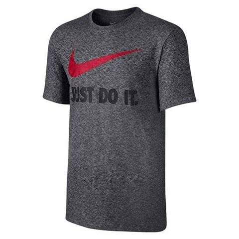 NIKE Sportswear Men's Just Do It Swoosh Tee, Charcoal Heather/Black, Small