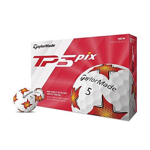 TaylorMade TP5 Pix Red/Yellow Golf Balls (One Dozen)
