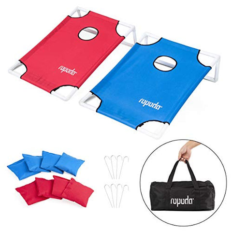 ROPODA Corn Hole Game, Portable PVC Cornhole Game Set, Velcro Design Cornhole with Carrying Bag and 8 Bean Bags for Indoor or Outdoor Play