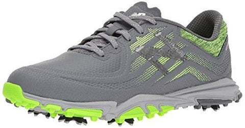 New Balance Men's Minimus Tour Waterproof Spiked Comfort Golf Shoe, Dark Grey/Green, 14 2E 2E US