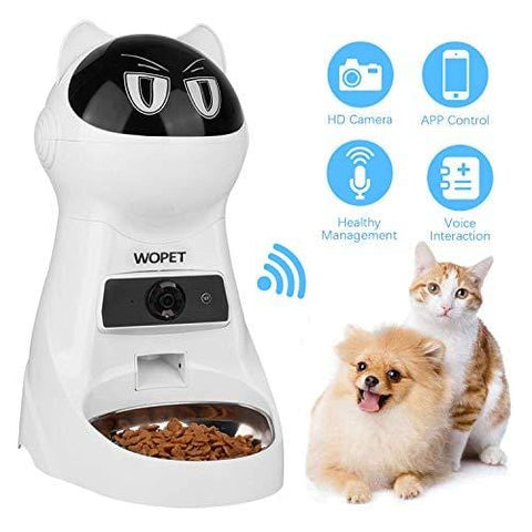 WOpet SmartFeeder,Automatic Pet Feeder Stainless Steel Bowl，Auto Dog Cat Feeder with Timer Programmable,Portion Control,HD Camera Voice Recording,Controlled by Smart Phone with WiFi