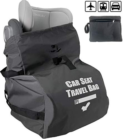 Car Seat Travel Bag for Airplane Gate Check, Fold into Portable Pouch, Grey