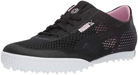 Puma Golf Women's Monolite Cat Woven Golf Shoe, Puma Black-Pale Pink, 10.5 M US